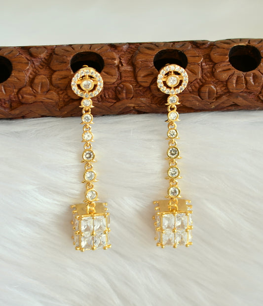 Gold tone cz white earrings dj-19766