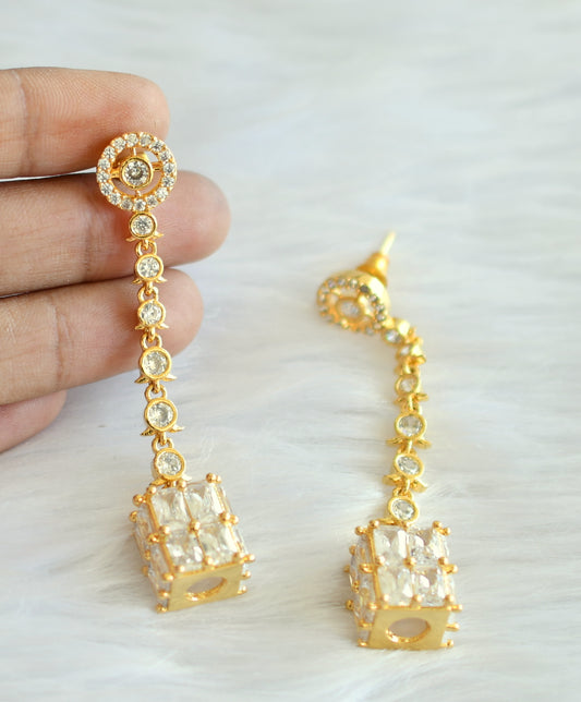 Gold tone cz white earrings dj-19766