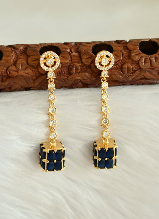 Gold tone cz white-blue earrings dj-19767