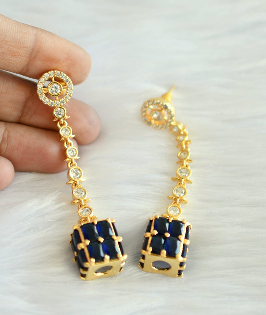 Gold tone cz white-blue earrings dj-19767
