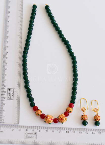 Matte finish handmade kemp-green designer necklace set dj-35426