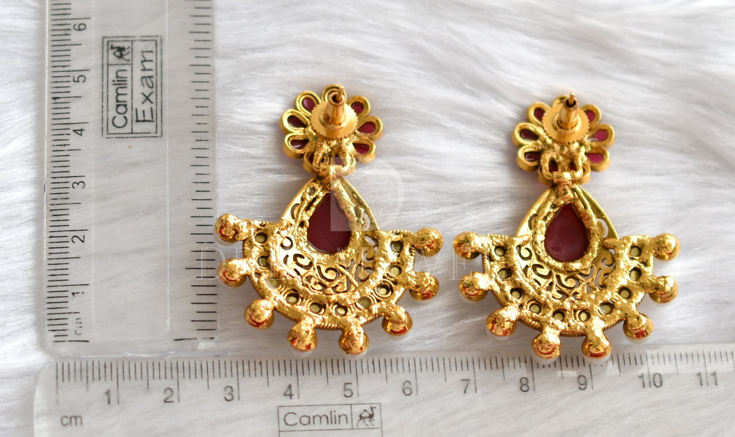 Antique gold tone Ruby Meenkari Earrings -dj14005