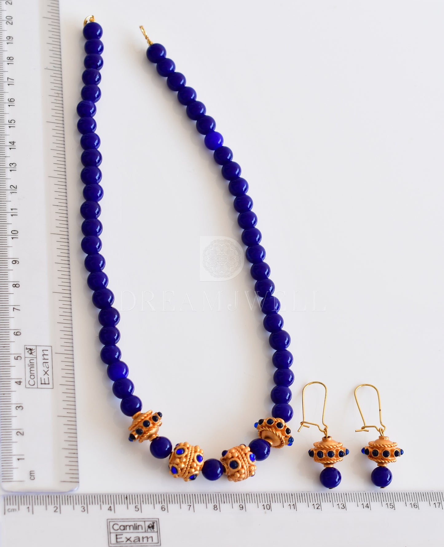 Matte finish handmade blue designer necklace set dj-35430