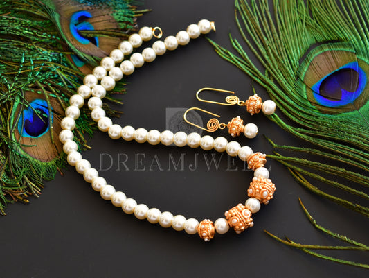 Matte finish handmade pearl designer necklace set dj-35431