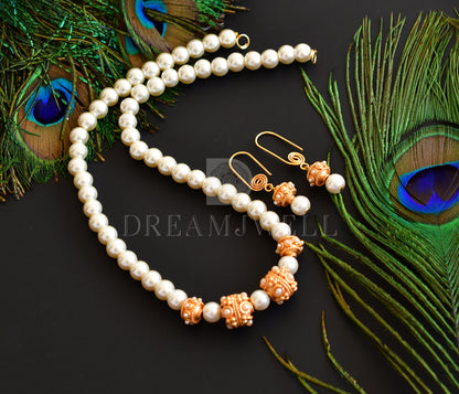 Matte finish handmade pearl designer necklace set dj-35431