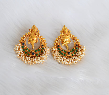 Antique gold tone Ganesh pearl cluster blue-green necklace set dj-29547