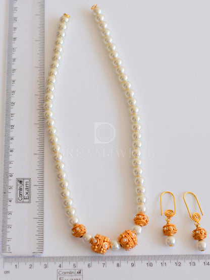 Matte finish handmade pearl designer necklace set dj-35431