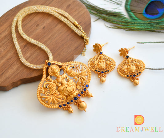 Matte Finish Blue Lakshmi Necklace Set dj-09926