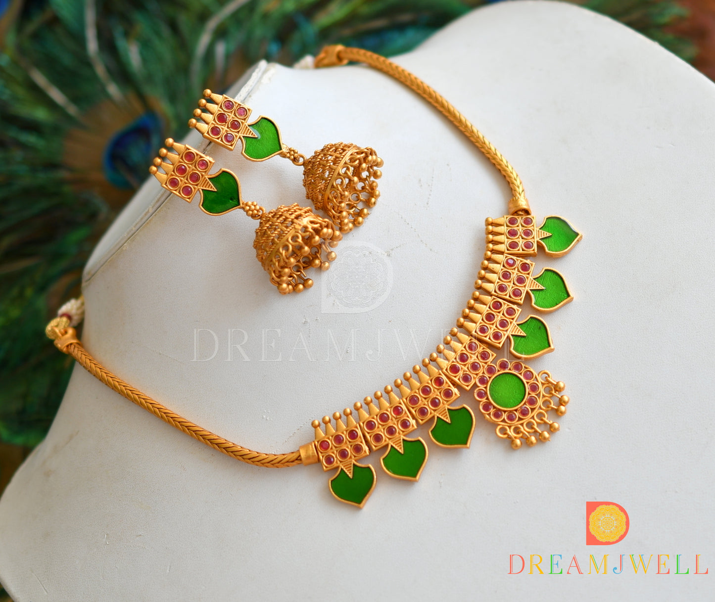 Matte finish Palakka Kerala style necklace set