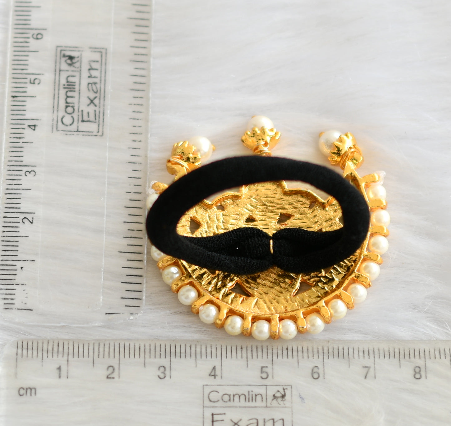 Gold tone green pearl moon hair band dj-40077