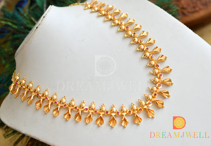 Gold tone pink stone kerala style necklace dj-36970