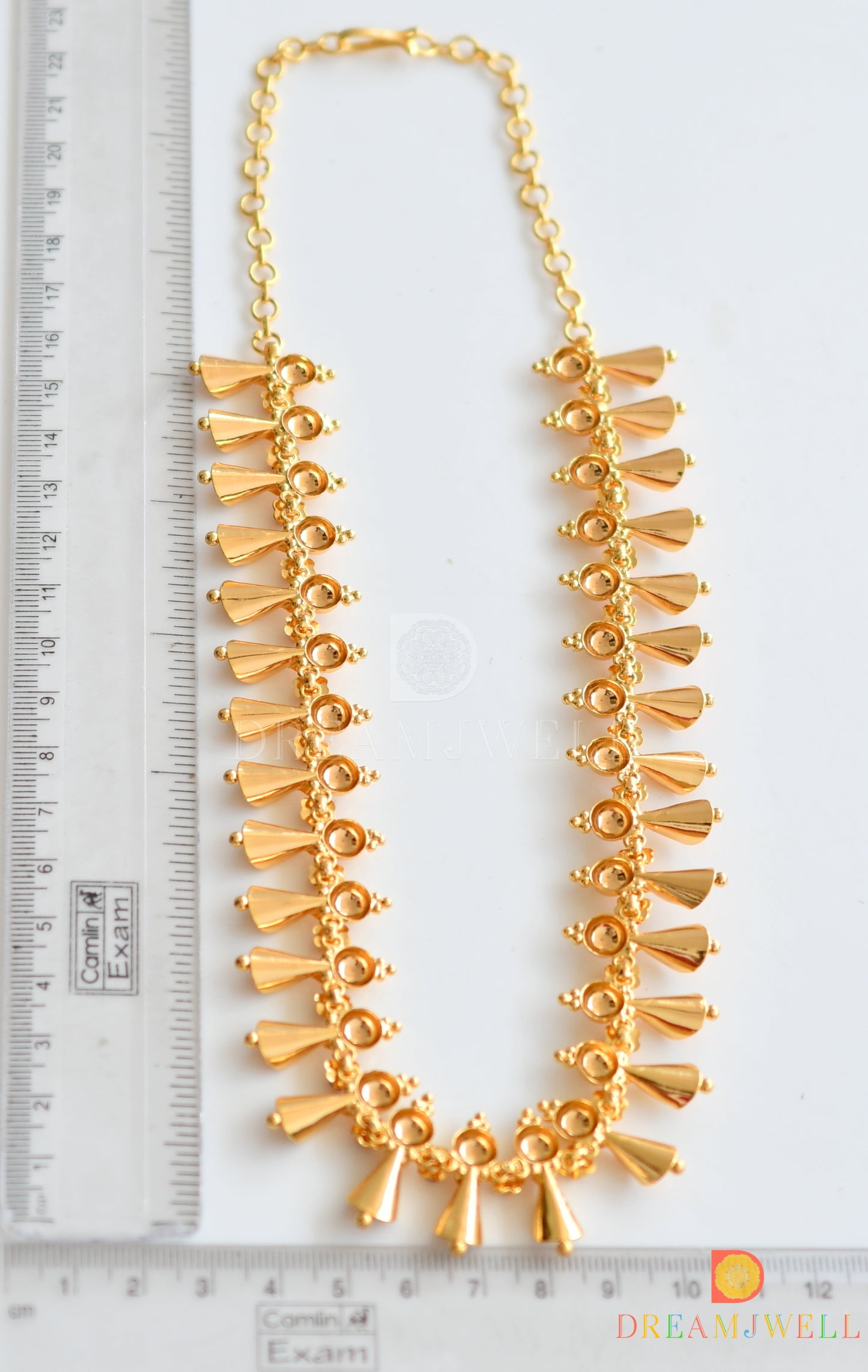 Gold tone pink stone kerala style necklace dj-36970