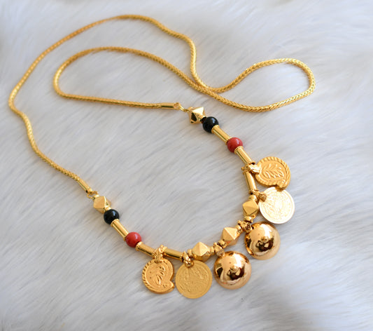 Gold tone black-Coral beads mango Lakshmi coin bottu mangalyam dj-40922