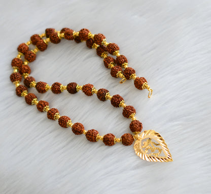 Gold tone Rudhraksha mala om pendant necklace dj-40079