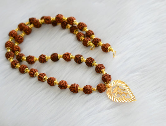 Gold tone Rudhraksha mala om pendant necklace dj-40079