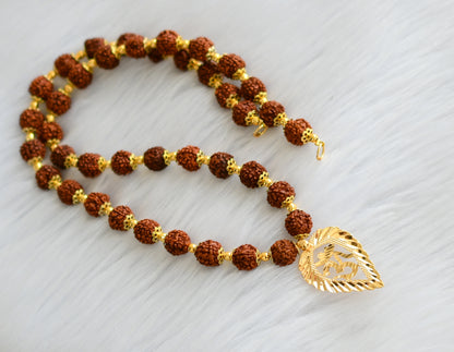 Gold tone Rudhraksha mala om pendant necklace dj-40079