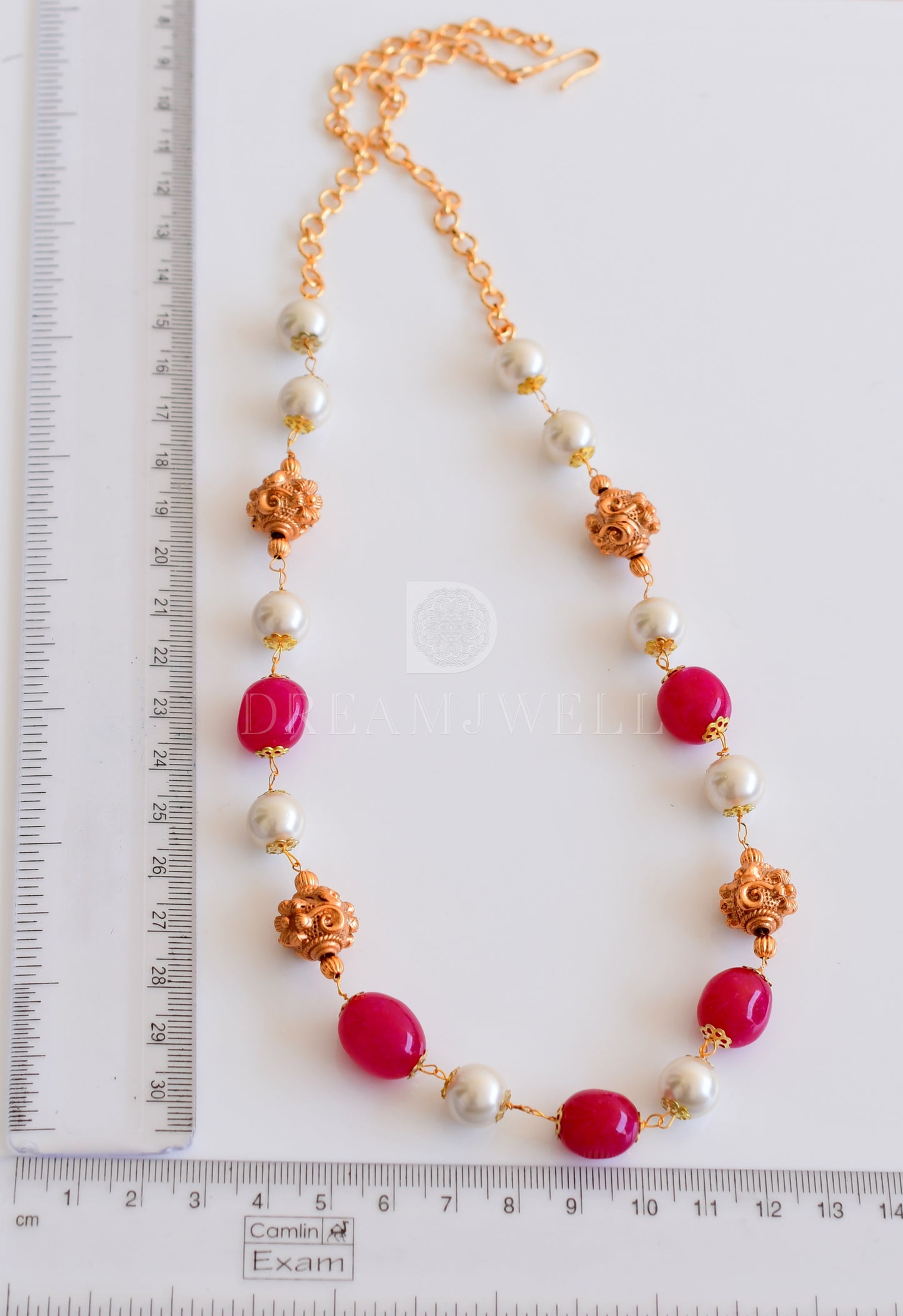 Matte finish pearl-pink beaded necklace dj-35434