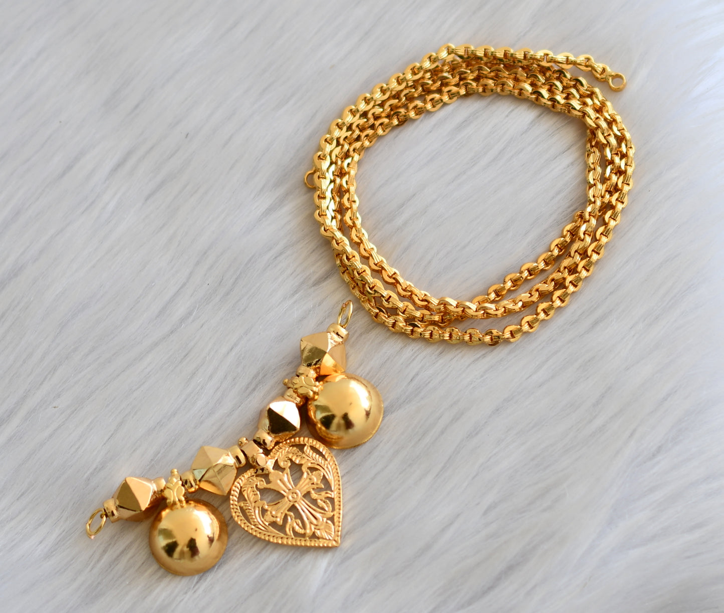 Gold tone bottu with cross christian mangalyam dj-40924