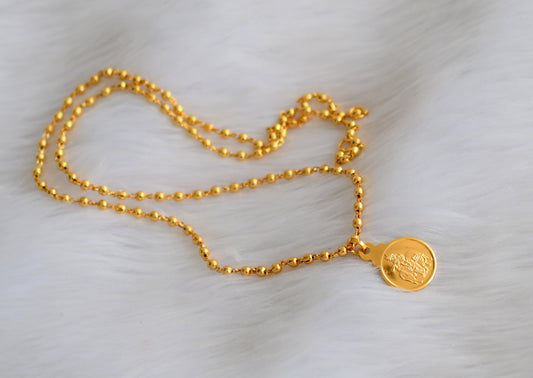 Gold tone Krishna round pendant with chain dj-39382