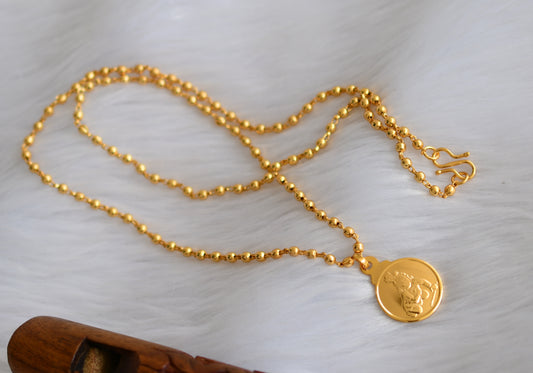 Gold tone Krishna round pendant with chain dj-39384