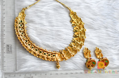 Antique kemp-green Lakshmi necklace set dj-07738
