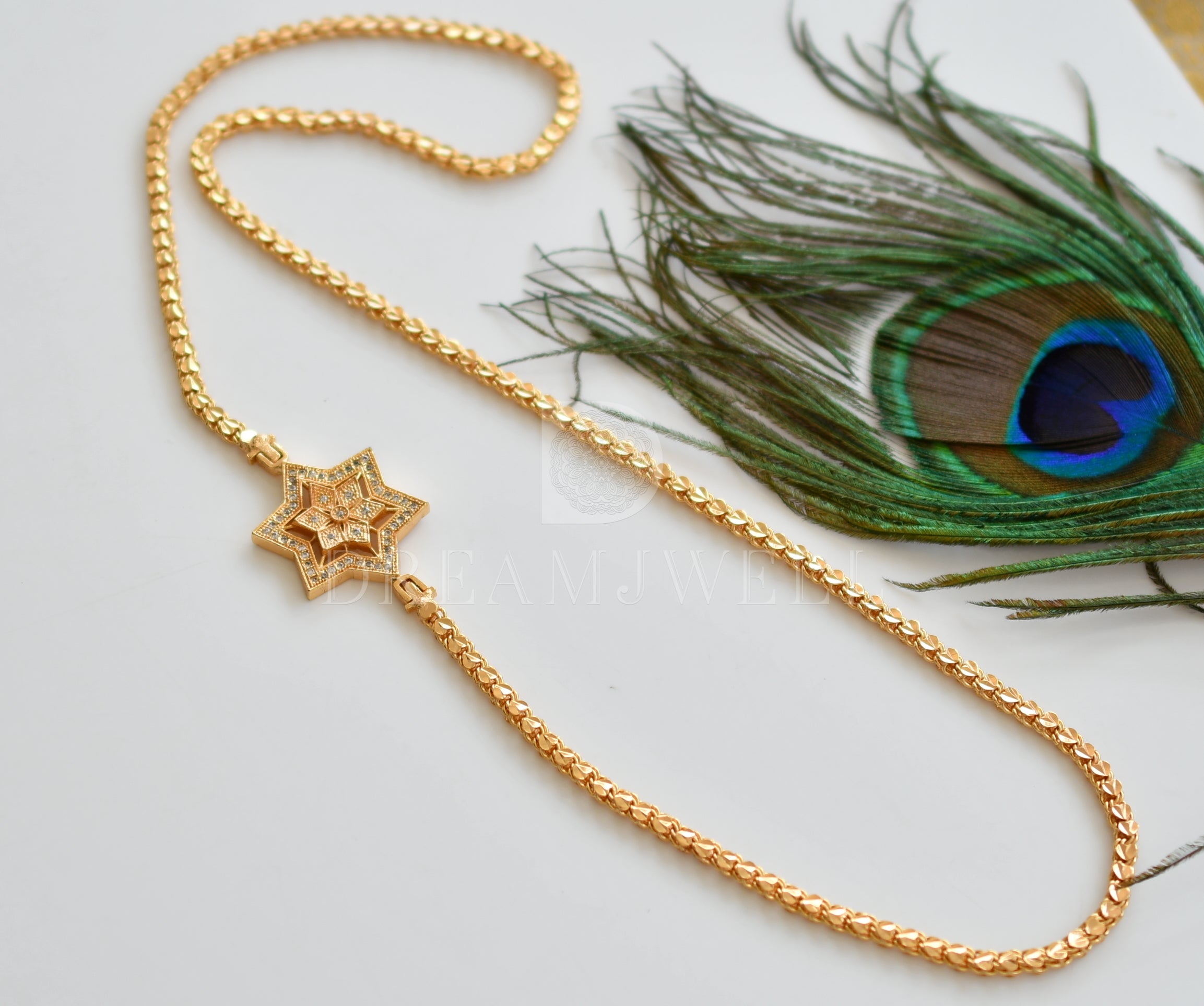 DREAMJWELL - Beautiful Gold Tone White Designer Mugappu Chain DJ25721 ...