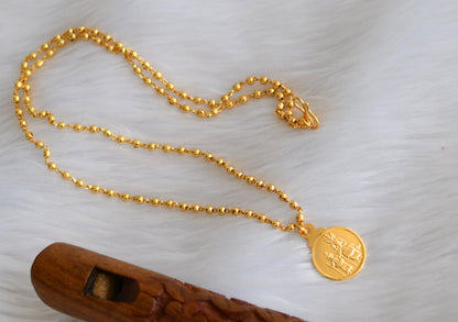 Gold tone Vellatam & Thiruvappan round pendant with chain dj-39386
