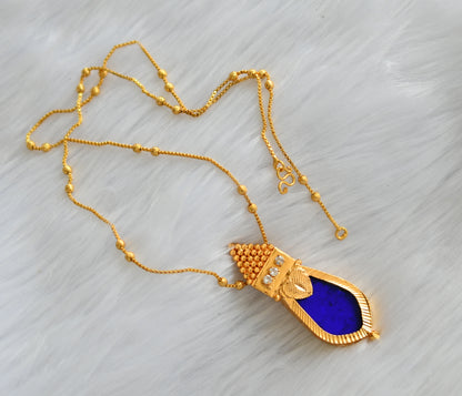 Gold tone blue nagapadam Kerala style pendant with chain dj-38599