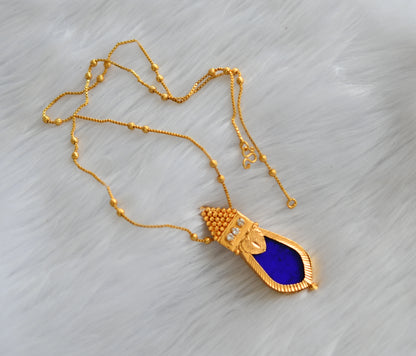 Gold tone blue nagapadam Kerala style pendant with chain dj-38599