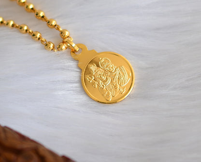 Gold tone Shiva-Parvathi round pendant with chain dj-39389