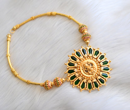 Gold tone ruby-green beads Lakshmi Nagapadam Kerala style necklace dj-40928