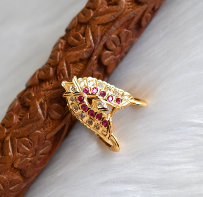 Products Gold tone ad white-ruby vanki finger ring dj-40013