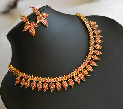 Gold tone ruby mango Necklace set dj-40937