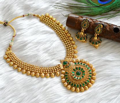 Antique gold tone Green Necklace Set -dj12131