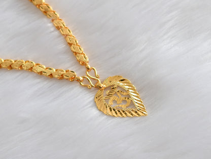 Gold tone 'om' pendant with double layer karimani mala dj-38585