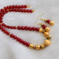 Handmade red beaded necklace set dj-01324
