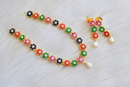Gold tone navarathna stone Nakshatra necklace set dj-40965