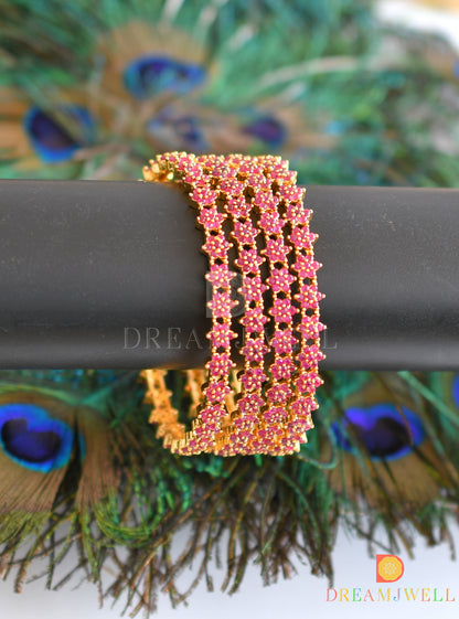 Gold tone ruby nakshatra set of 4 Bangles