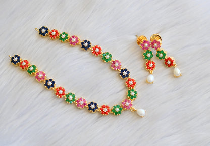 Gold tone navarathna stone Nakshatra necklace set dj-40965
