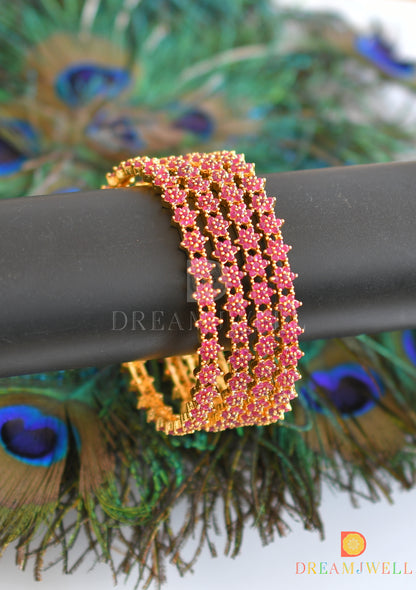 Gold tone ruby nakshatra set of 4 Bangles