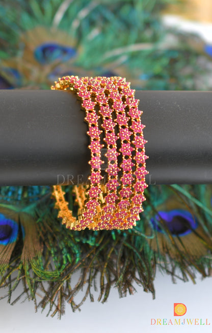 Gold tone ruby nakshatra set of 4 Bangles