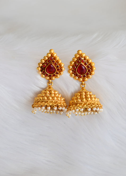 Antique gold tone Kemp pearl Jhumkka-dj02079