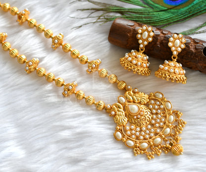 Antique gold tone Pearl beaded Peacock Necklace Set-dj03481