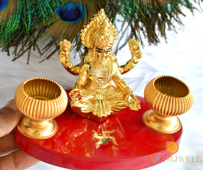 Gold tone Lakshmi Kumkum Box -dj16071