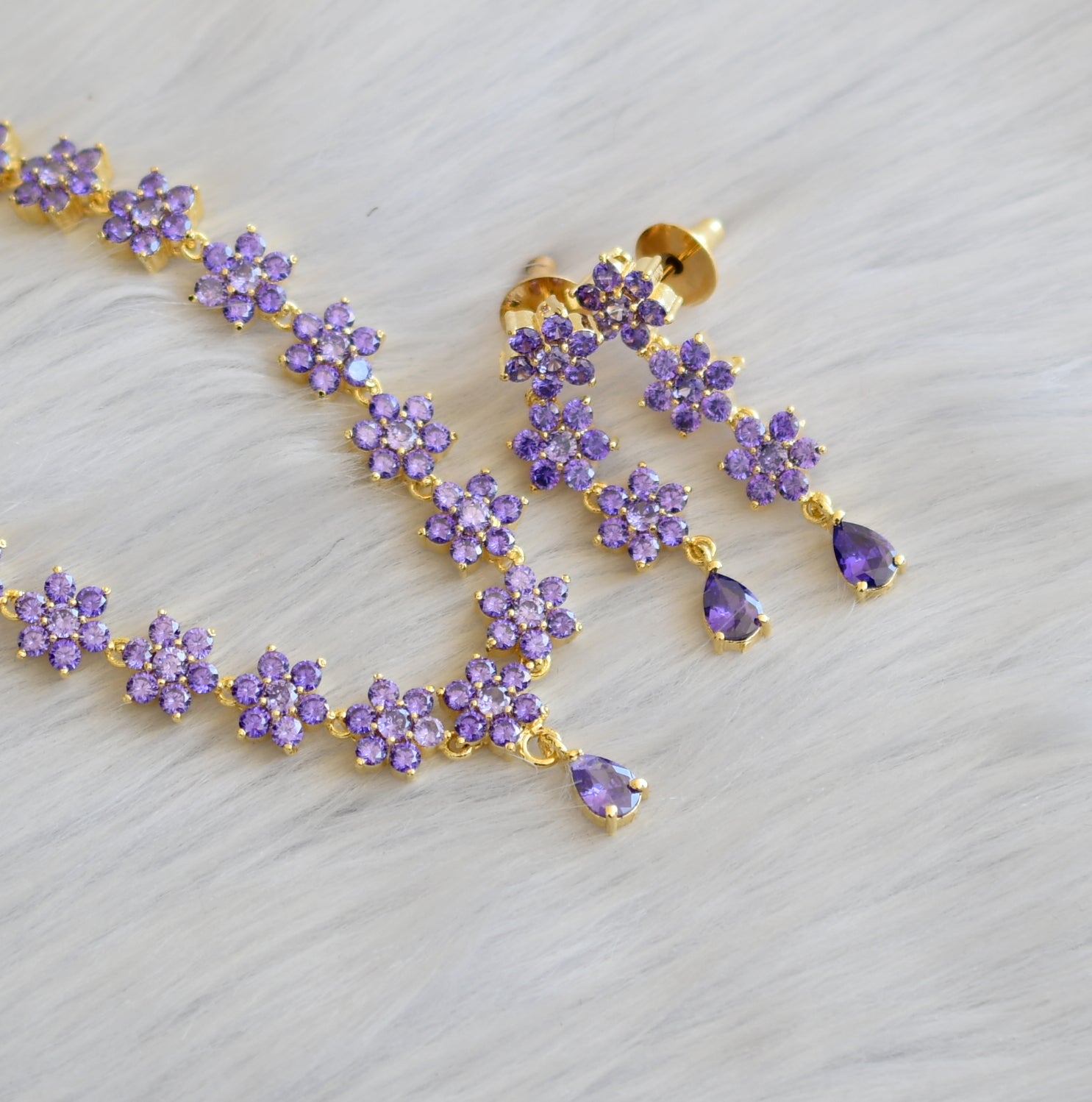 Gold necklace clearance with purple stone