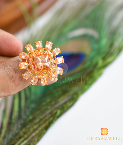 Gold plated Cz-gold color stone finger ring dj-36265