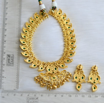 Gold tone ad-emerald-white mango necklace set dj-01607