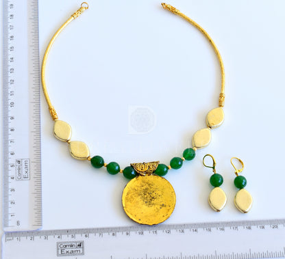 Antique Green agates necklace set dj35688