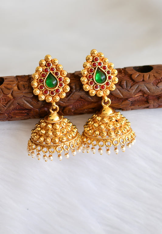 Antique kemp-green pearl jhumkka dj-02080