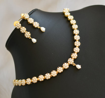 Gold tone pearl stone Nakshatra necklace set dj-40966